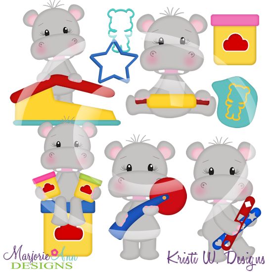 Dough Much Fun Hippos SVG Cutting Files Includes Clipart - Click Image to Close